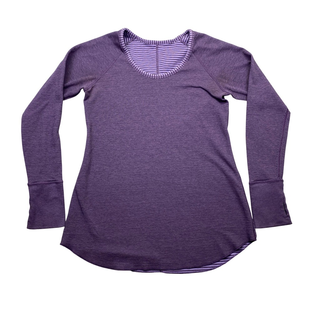 Lululemon Open Your Heart Purple Long Sleeve Athletic Top Thumbholes Women Sz 6